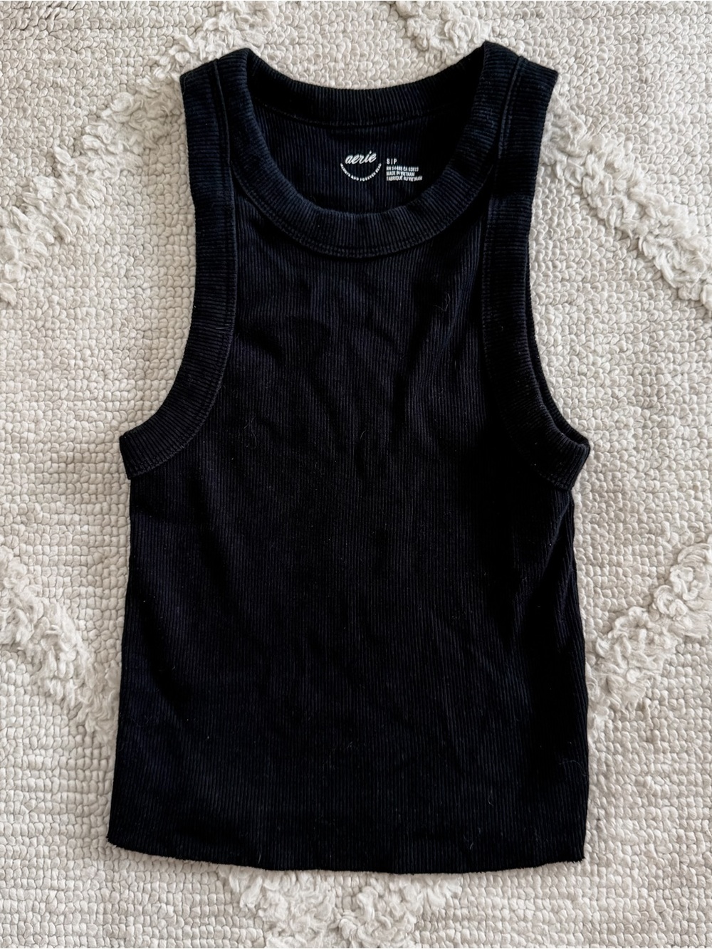 aerie Black Ribbed Tank Top